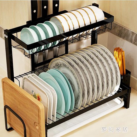 不銹鋼廚房架臺面瀝水架刀板架晾放碗筷碗碟收納架子QW5529 【麥田印象】