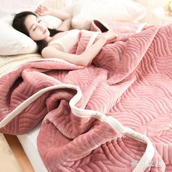 雙層夾棉加厚毛毯珊瑚絨毯子被子蓋毯法蘭絨冬季空調毯單雙人床單qf28530 【麥田印象】
