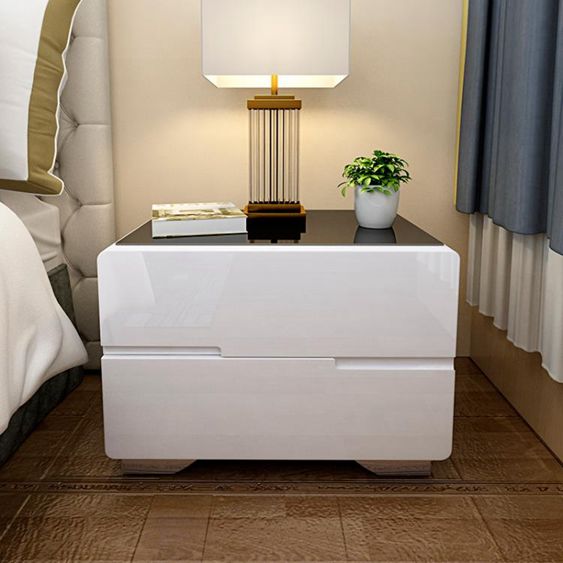 床頭櫃簡約現代北歐床頭櫃白色烤漆臥室簡易經濟型收納櫃組裝 【麥田印象】