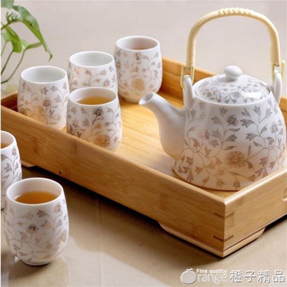 景德鎮陶瓷茶具套裝家用整套功夫現代簡約茶壺茶杯子6只裝 【麥田印象】