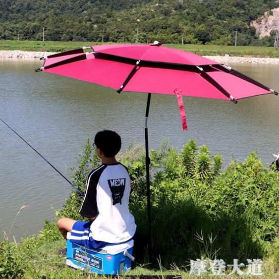 wfg釣魚傘2.4米大釣傘加厚防風萬向加固黑膠臺釣傘漁傘不漏雨釣傘 【麥田印象】