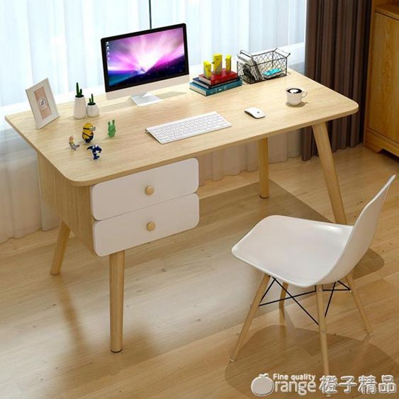 書桌簡約臺式電腦桌學生簡易現代實木腿辦公桌家用寫字桌單人桌子 【麥田印象】