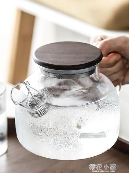黑胡桃木玻璃壺杯子套裝耐高溫涼開水壺家用大容量日式冷水壺茶壺QM 【麥田印象】