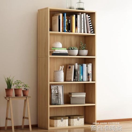 簡易書架歐式落地書櫃簡約現代小木櫃子儲物櫃自由組合收納置物櫃」qm 【麥田印象】
