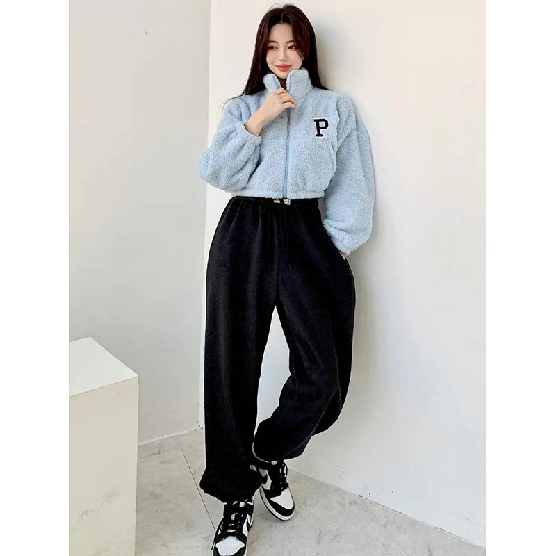 ANNAS 正韓 P毛毛外套 立領短板棒球外套 帥氣休閒毛衣 加厚保暖顯瘦 羊羔毛 搖粒絨 泰迪熊外套 韓國 1