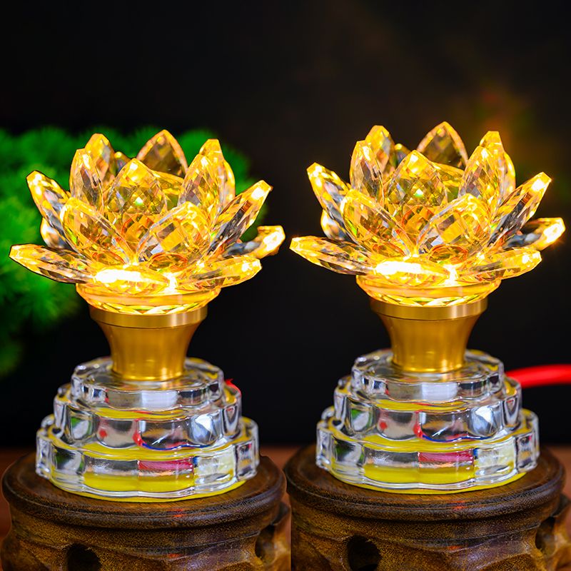 工廠直銷 【附發票】 免運 佛具 供燈 佛燈 蓮花燈 佛前供燈 佛前新款佛燈led水晶變色蓮花燈家用觀音財神佛堂菩薩插電佛臺燈特惠/開立發票 全館八折 售後保障 s1217