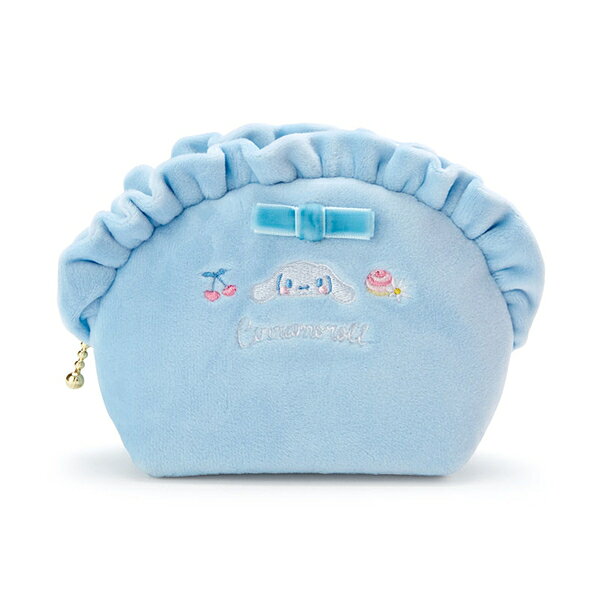 【震撼精品百貨】大耳狗 Cinnamoroll 日本SANRIO三麗鷗可愛緞帶絨毛化妝包*26920 震撼日式精品百貨