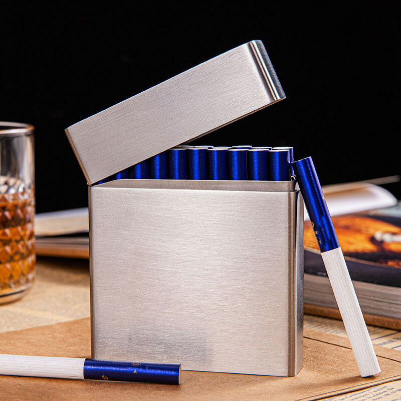 20支裝粗菸菸盒創意個便攜鋁合金不鏽鋼金屬防水車載菸盒
