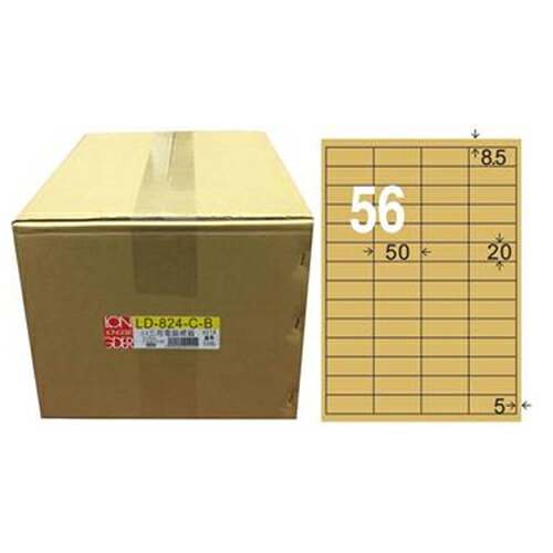 【龍德】A4三用電腦標籤 20x50mm 牛皮紙 1000入 / 箱 LD-824-C-B