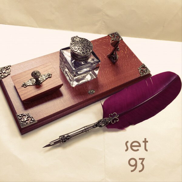 義大利 Bortoletti set93 羽毛沾水筆＋墨水瓶+壓墨器＋筆檯 組合 21501168424688 / 組