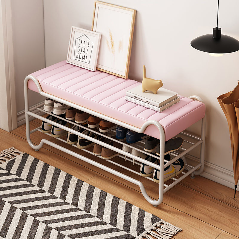 新款門廳換鞋凳整裝發貨長方形休閑簡易鞋凳雙層落地入戶收納鞋架