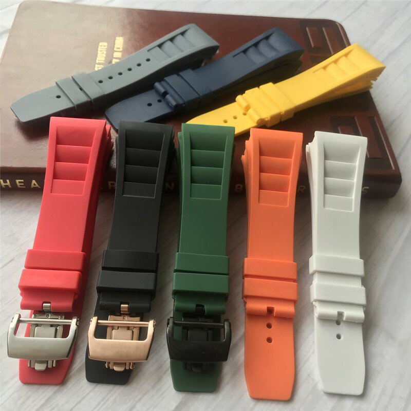 天然矽膠表帶適配RICHARD MILLE 理查德米勒手錶帶柔軟矽膠/環保