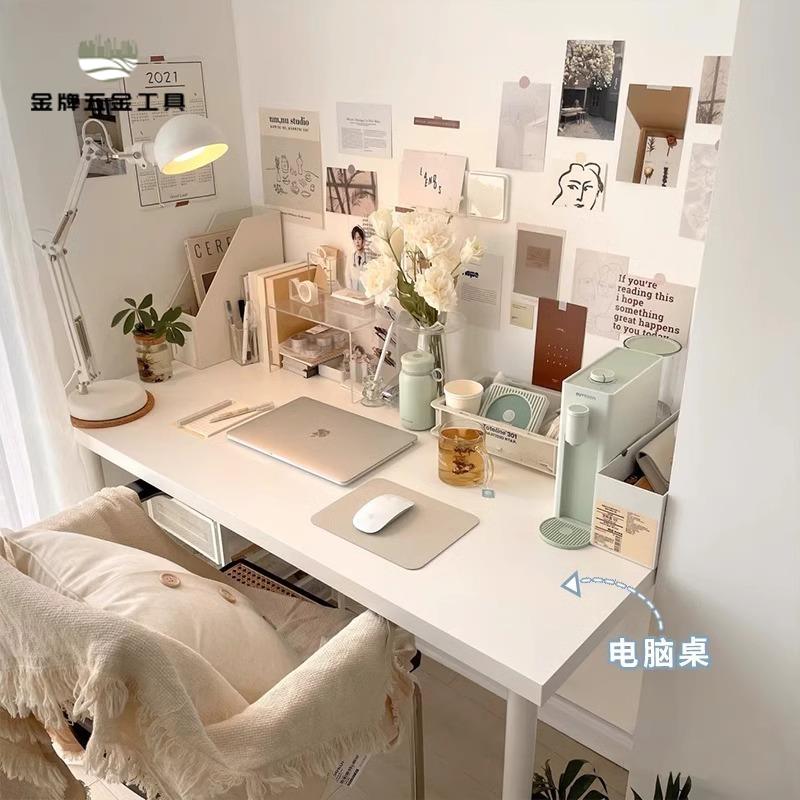 現貨 電腦桌 辦公桌 書桌家用電腦桌ins風臥室辦公桌學習桌寫字臺出租房簡易圓角 八折下殺wy29