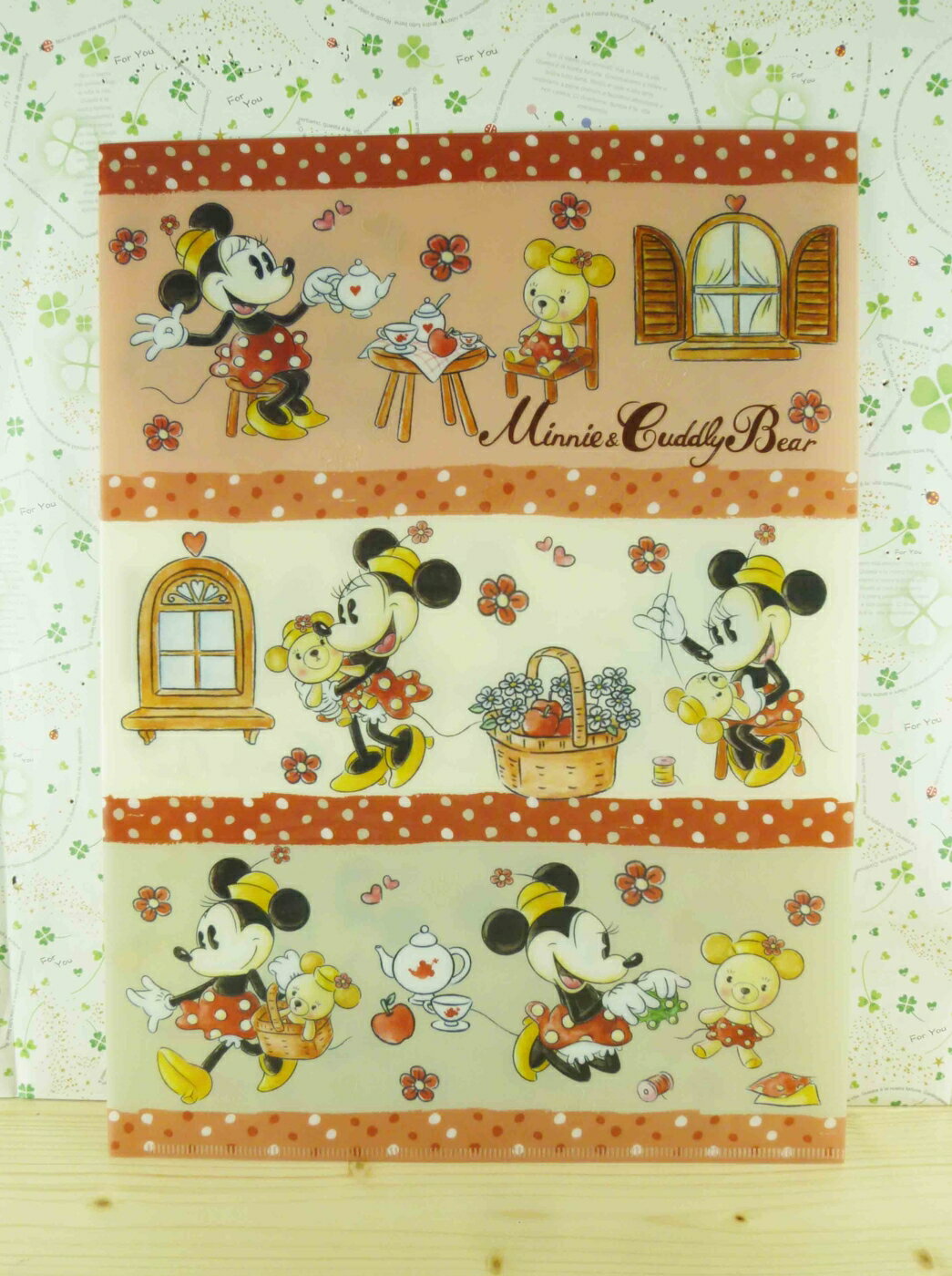 【震撼精品百貨】Micky Mouse 米奇/米妮 分類掀開夾-米妮與小熊的生活 震撼日式精品百貨