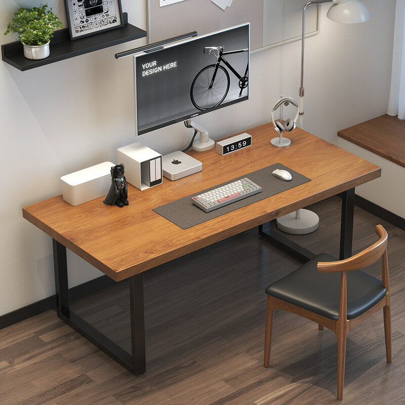 辦公書桌冩字學習臥室辦公桌長方形實木電腦式桌