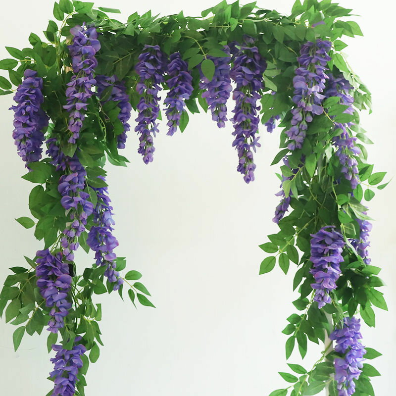 免運 公司貨 仿真花擺件 裝飾品 假花 盆栽 裝飾花藤 模擬紫藤花假花藤條裝飾花塑膠花串藤蔓空調管道遮擋纏繞吊花吊頂