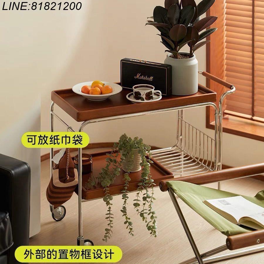 免運/開立發票 MUU茶水小推車網紅實木沙發邊幾復古日式可移動茶幾客廳邊櫃餐車