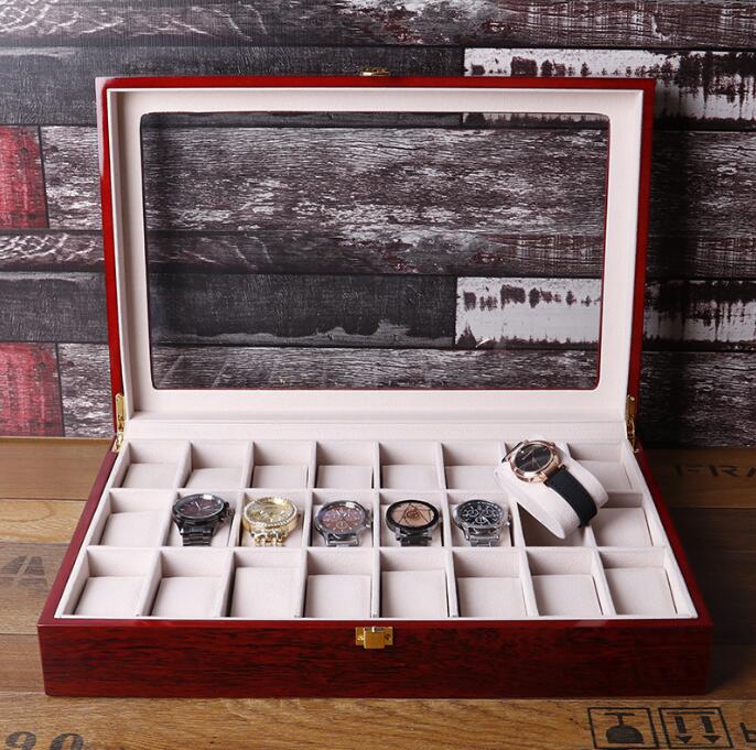 檀韻致遠烤油漆24位手表盒珠寶首飾收納展示銷售包裝盒子 收納展示盒 手錶收納