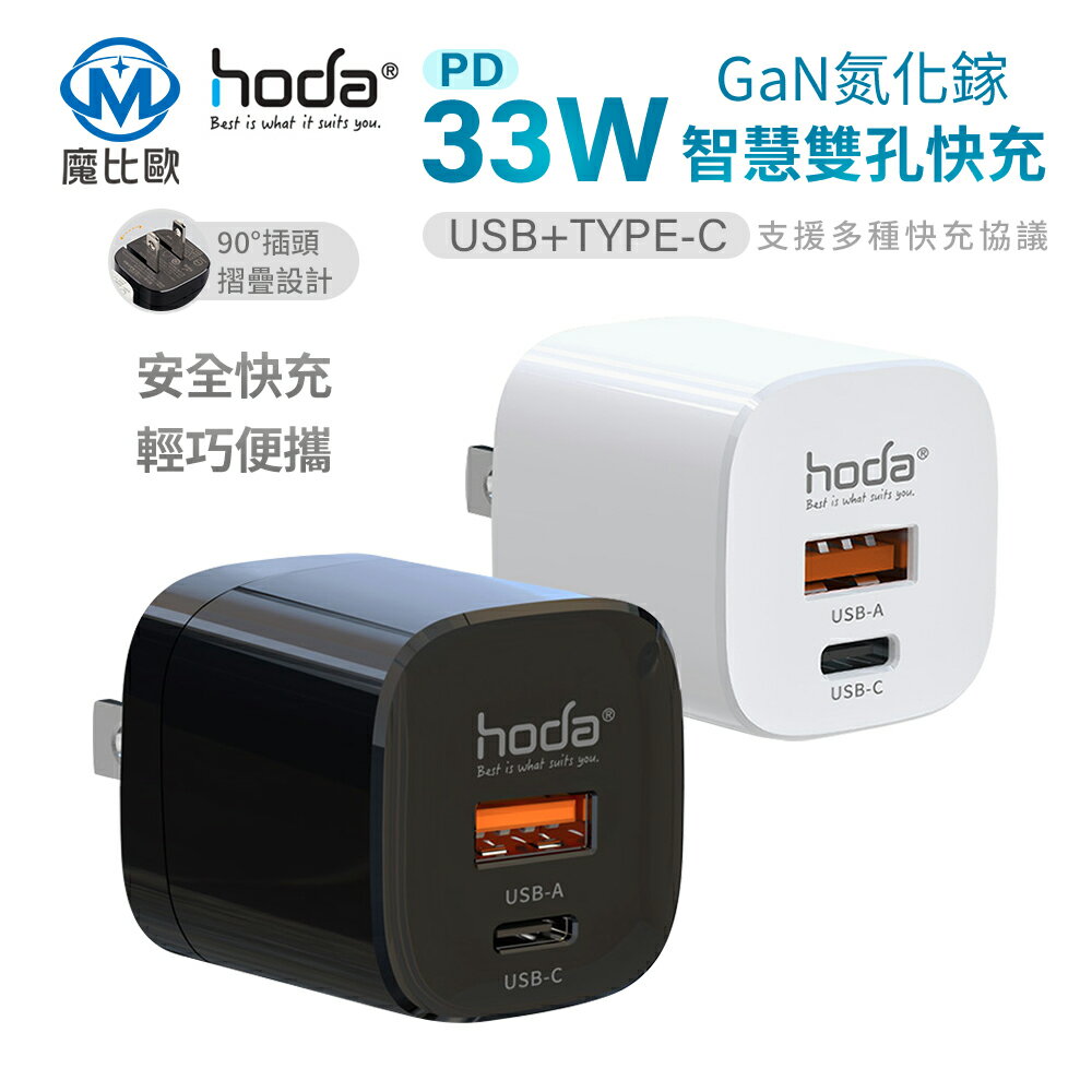 hoda 33W GaN氮化鎵智慧雙孔電源供應器 1A +1C typec usbA