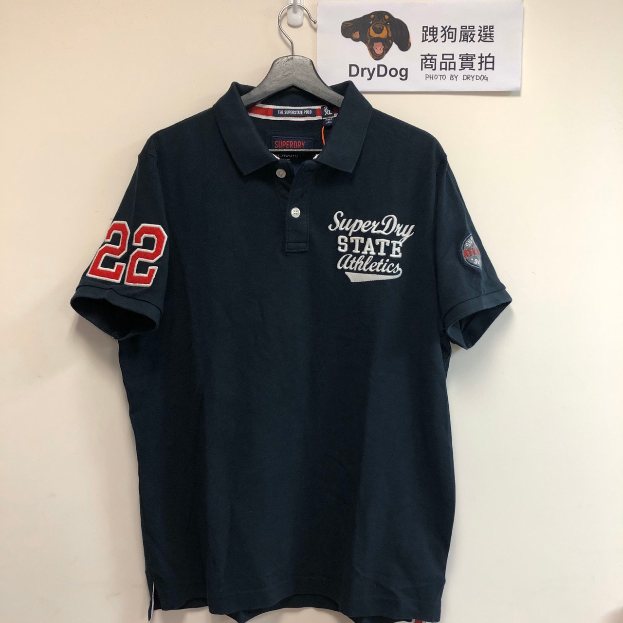 跩狗嚴選 極度乾燥 Superdry Polo 衫 上衣 短袖 有機棉 重磅網眼 深藍 白 素T 刺繡Logo