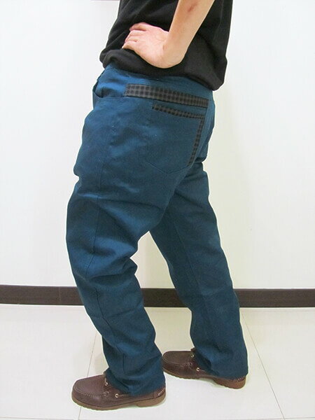 sun-e加大尺碼彈性色褲長褲、加大尺碼馬卡龍色長褲、加大尺碼休閒褲、加大尺碼彈性長褲、口袋緣格紋裝飾、腰圍有皮帶環(褲耳)、褲檔有拉鍊(321-2018-10)藍綠色 腰圍:38 40 42 44(英吋) [實體店面保障] 3