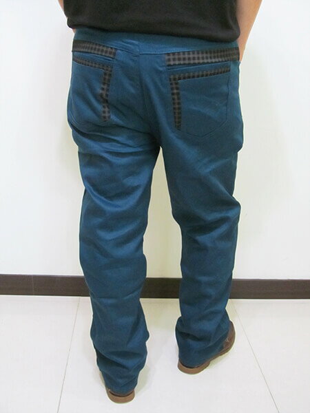 sun-e加大尺碼彈性色褲長褲、加大尺碼馬卡龍色長褲、加大尺碼休閒褲、加大尺碼彈性長褲、口袋緣格紋裝飾、腰圍有皮帶環(褲耳)、褲檔有拉鍊(321-2018-10)藍綠色 腰圍:38 40 42 44(英吋) [實體店面保障] 9