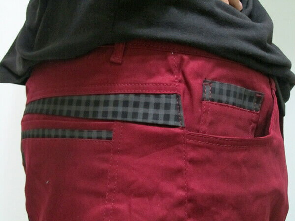 sun-e加大尺碼彈性色褲長褲、加大尺碼馬卡龍色長褲、加大尺碼休閒褲、加大尺碼彈性長褲、口袋緣格紋裝飾、腰圍有皮帶環(褲耳)、褲檔有拉鍊(321-2019-02)紅色 腰圍:38 40 42 44(英吋) [實體店面保障] 8