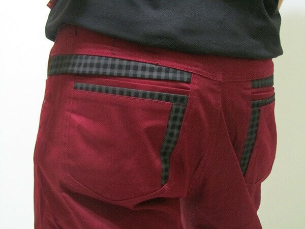 sun-e加大尺碼彈性色褲長褲、加大尺碼馬卡龍色長褲、加大尺碼休閒褲、加大尺碼彈性長褲、口袋緣格紋裝飾、腰圍有皮帶環(褲耳)、褲檔有拉鍊(321-2019-02)紅色 腰圍:38 40 42 44(英吋) [實體店面保障] 4