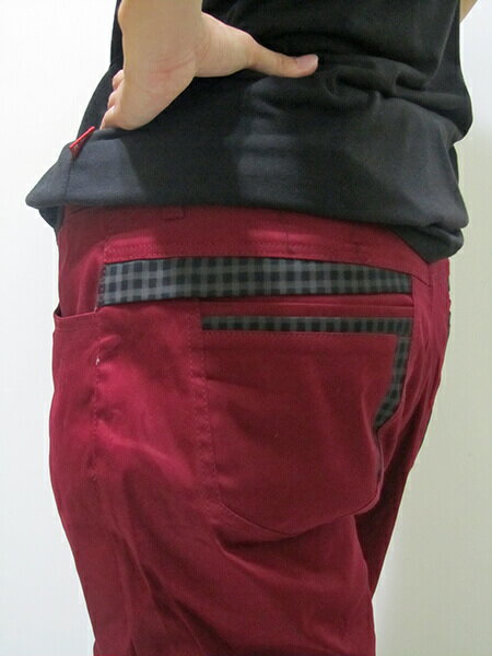 sun-e加大尺碼彈性色褲長褲、加大尺碼馬卡龍色長褲、加大尺碼休閒褲、加大尺碼彈性長褲、口袋緣格紋裝飾、腰圍有皮帶環(褲耳)、褲檔有拉鍊(321-2019-02)紅色 腰圍:38 40 42 44(英吋) [實體店面保障] 6