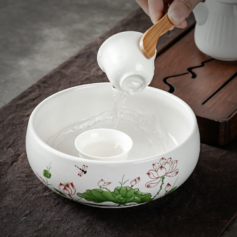 大號茶洗特大筆洗水盂水洗茶碗陶瓷功夫茶具配件茶道零配家用茶盤
