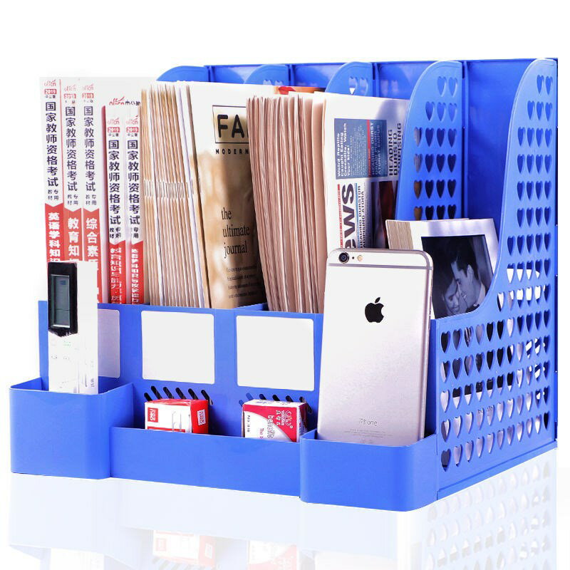 檔案欄多層四欄框辦公用品書立架簡易桌上資料架桌面收納盒