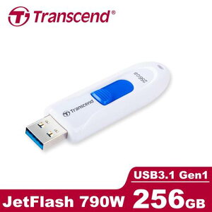 【現折$50 最高回饋3000點】Transcend 創見 JetFlash 790 / 256G 隨身碟 (白色)
