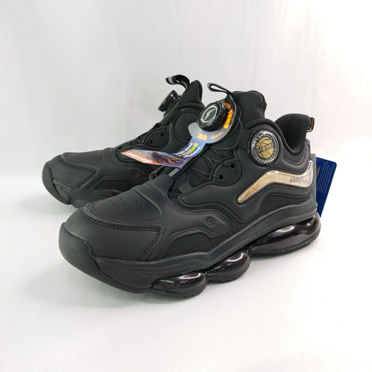 GOODYEAR GAKR58700 大童 旋轉扣全氣墊慢跑鞋 運動鞋 免綁鞋帶 黑【iSport愛運動】