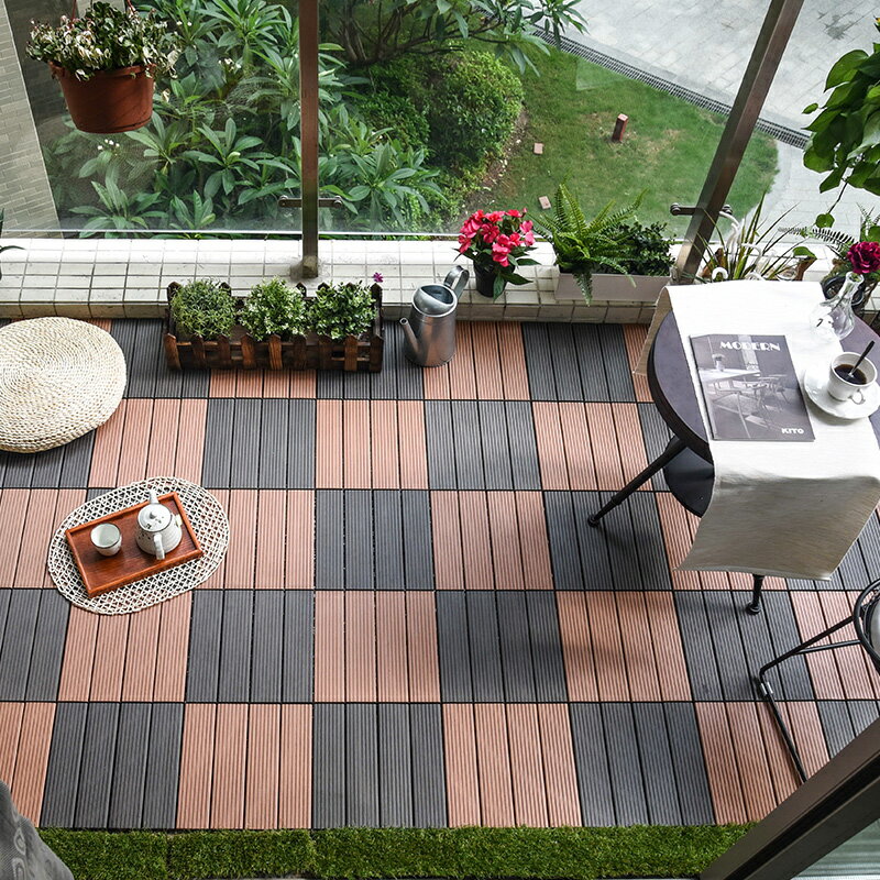 紫葉戶外塑木地板陽臺拼接室內室外露臺花園防水防曬家用木塑地板