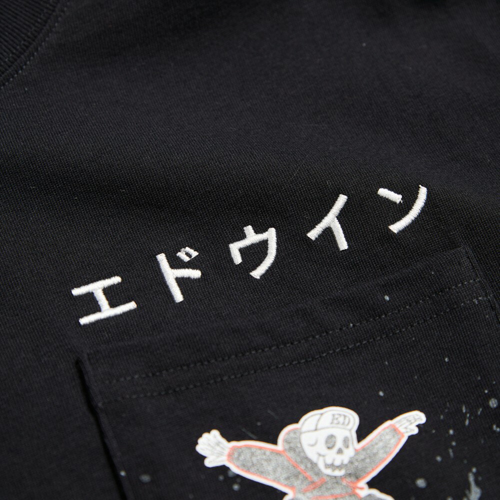 EDWIN 口袋滑板寬版短袖T恤-男款 黑色 4