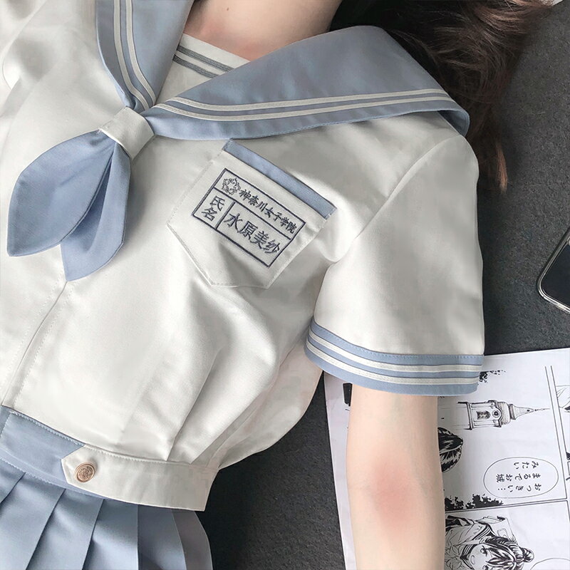 少女也會翻白眼水原美紗原創jk夏藍色制服水手服學院風幼稚園套裝