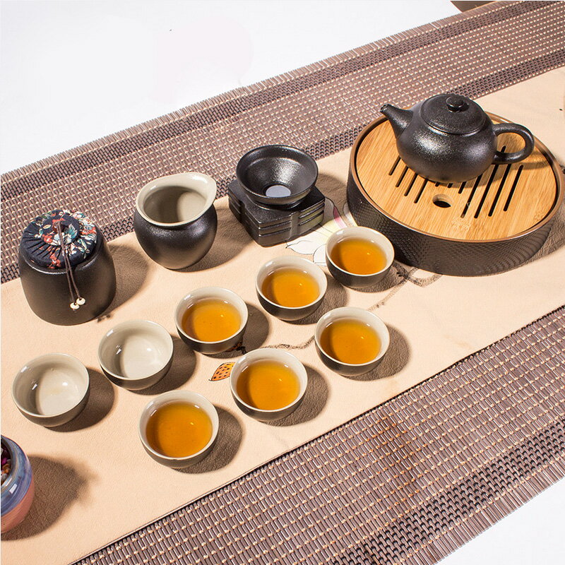茶具套裝黑陶瓷功夫茶具整套家用粗陶旅行茶壺茶杯蓋碗茶壺小套
