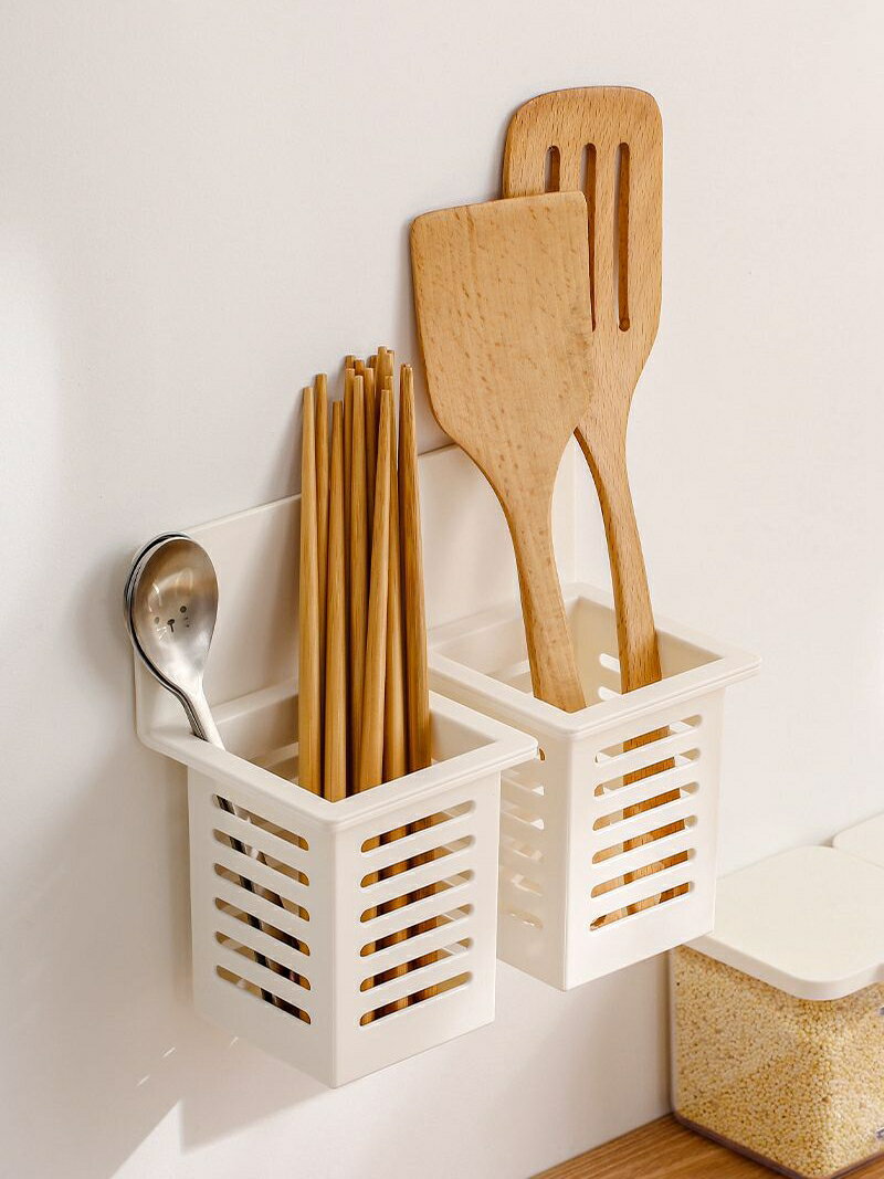 筷子架托置物架壁掛免打孔廚房多功能餐具收納盒筷子簍筷筒瀝水架
