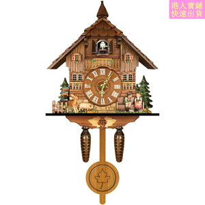 咕咕鐘 布穀鳥鐘 整點報時布穀鳥掛鐘咕咕鬧鐘北歐復古風格時鐘木質客廳鐘錶掛飾