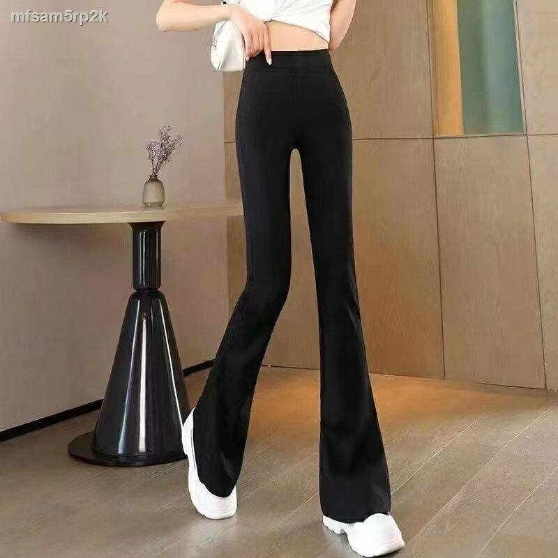 【全球優品匯】☼◊2023新款黑色微喇休閑褲女夏季高腰修身顯瘦喇叭褲垂感中年女士褲