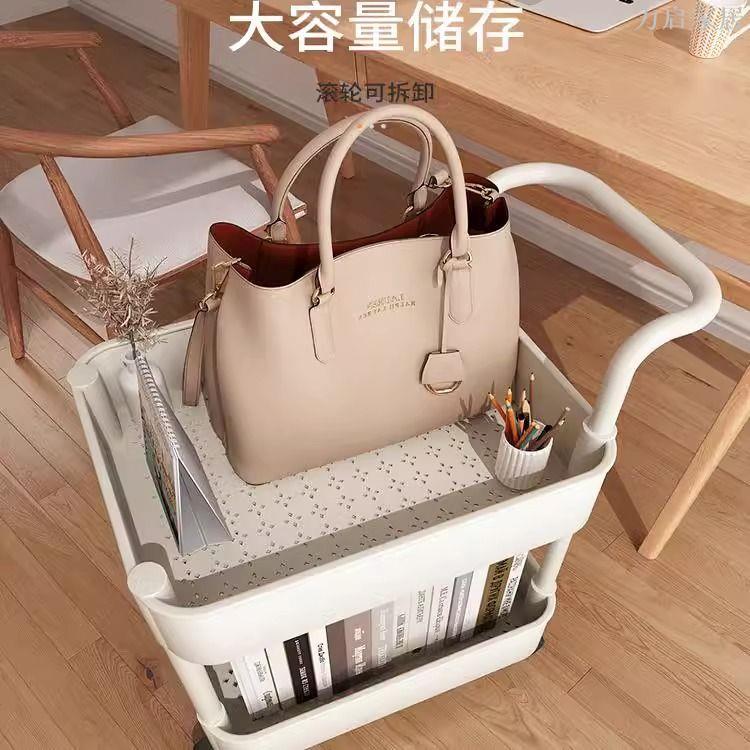 書架置物架落地家用簡易多層帶輪兒童玩具收納閱讀移動小推車書櫃