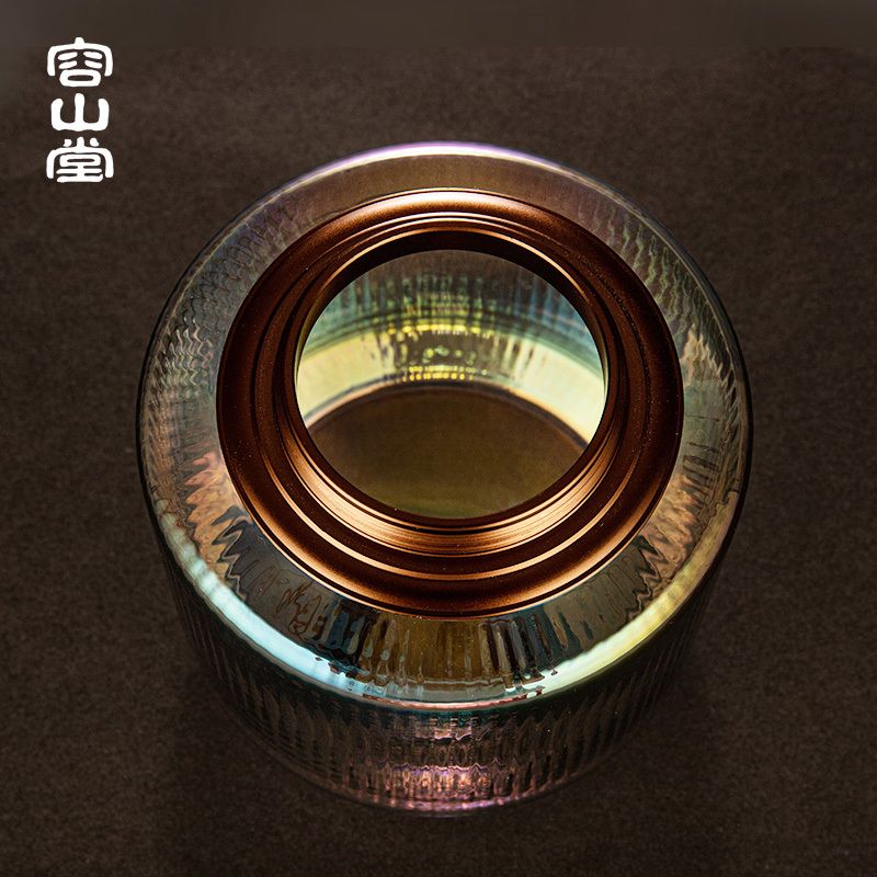 免運/開發票 茶葉罐 儲物罐 密封罐 儲茶罐 防潮罐 煥彩玻璃茶葉罐大容量家用密封罐儲存罐合金蓋透明收納罐