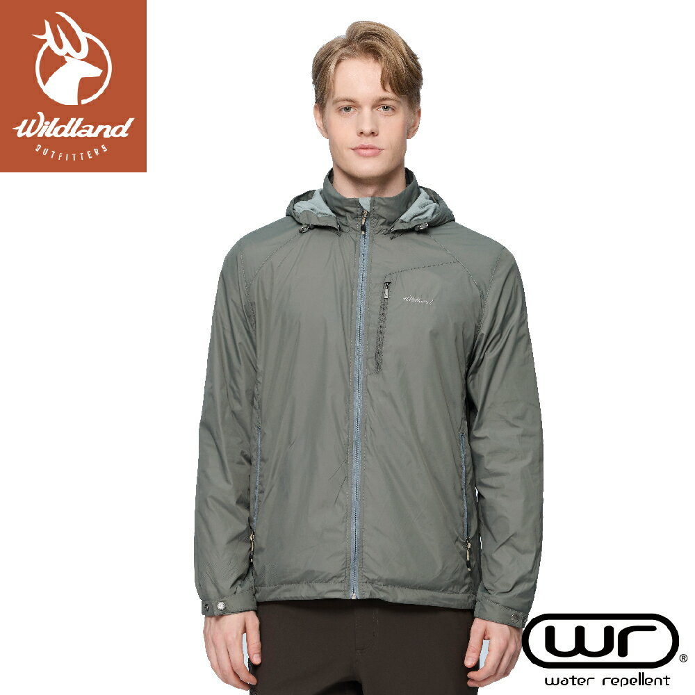 【Wildland 荒野 男 輕量刷毛防風保暖外套《迷霧綠》】0B22908/軟殼外套/機能外套