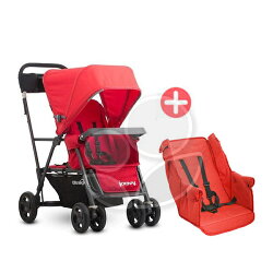 【第二座椅組合】Joovy - Caboose Ultralight Graphite 新款輕量級雙人推車 - 紅【悅兒園婦幼生活館】