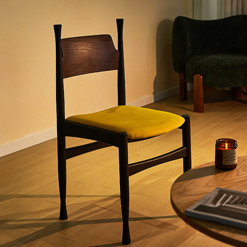 中古實木椅子法式輕奢覆古餐椅設計師款梳妝椅餐廳休閒家用靠背椅