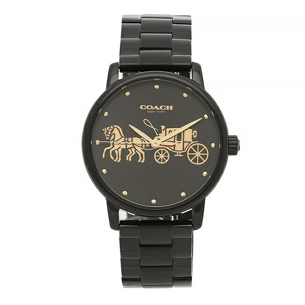 COACH 時尚女士腕錶 36mm 女錶 手錶 腕錶 14502925 黑色鋼錶帶(現貨)▶指定Outlet商品5折起☆現貨