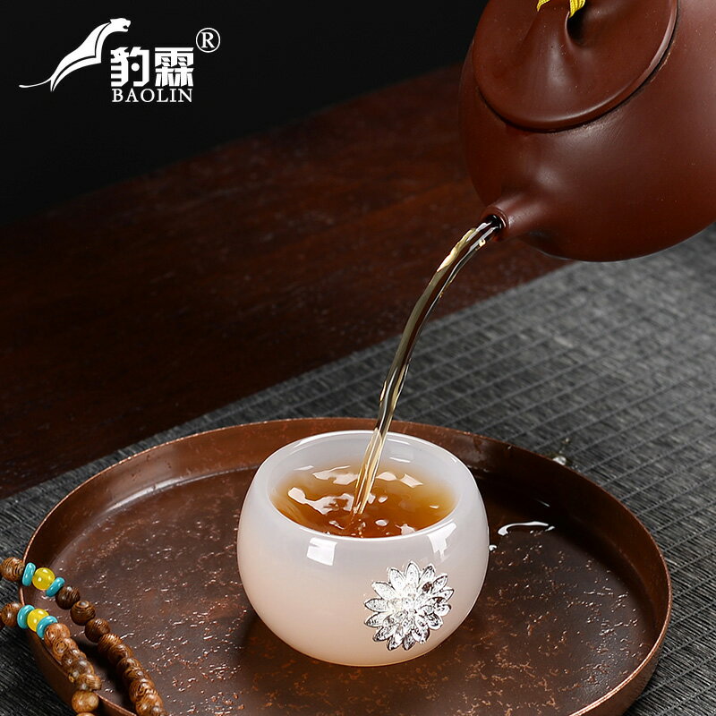 玉瓷鑲嵌主人杯單杯男女琉璃功夫茶具專用個人茶杯純手工品茗杯子