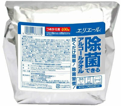 【 大王製紙 】エリエール除菌大容量酒精濕巾補充包 400片裝【8組】 日本必買 | 日本樂天熱銷