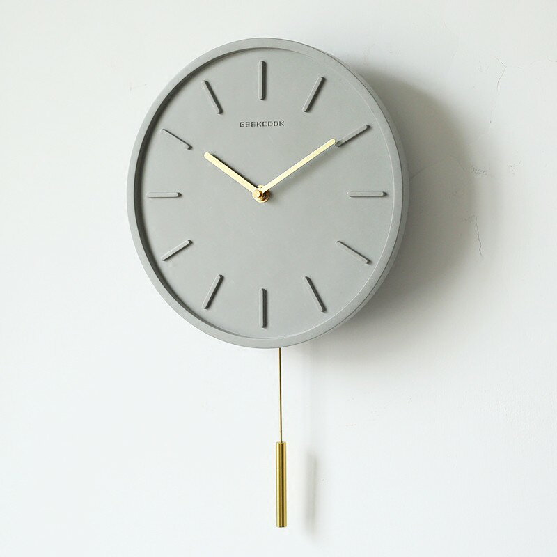 FUR現代簡約北歐工業風創意水泥靜音掛鐘客廳時尚裝飾時鐘表石英鐘圓