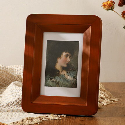 歐式復古實木擺台高級感六七寸框架定制全家福照片打印加相框掛牆